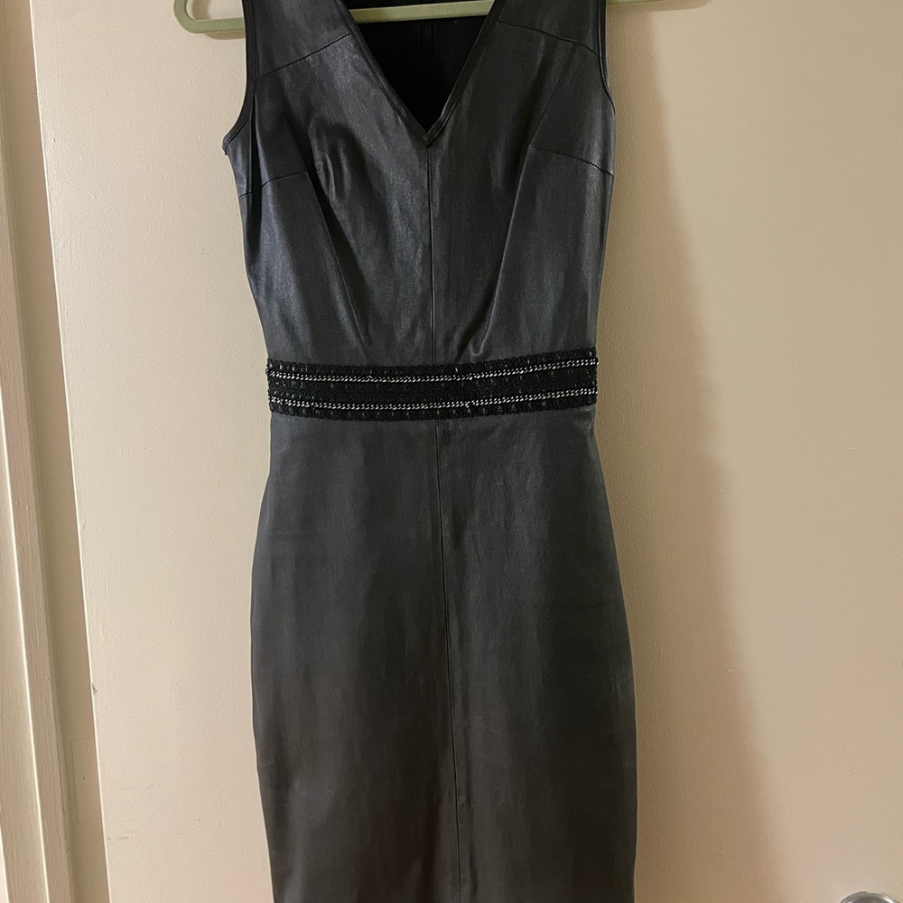 Genuine leather skintight Sleeveless Dress